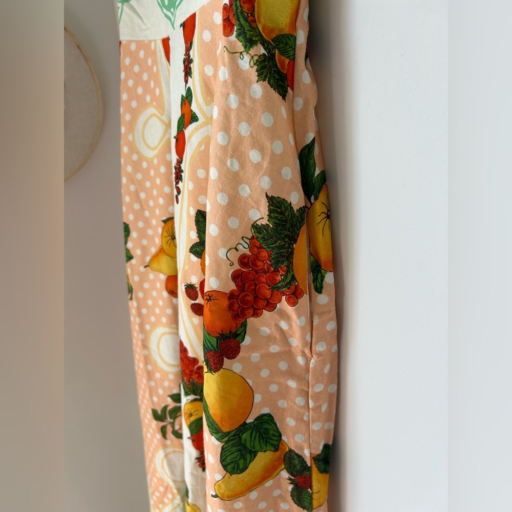 Caroline Constas peach green fruit Polka Dot linen blend Maxi Dress - Picture 3 of 7